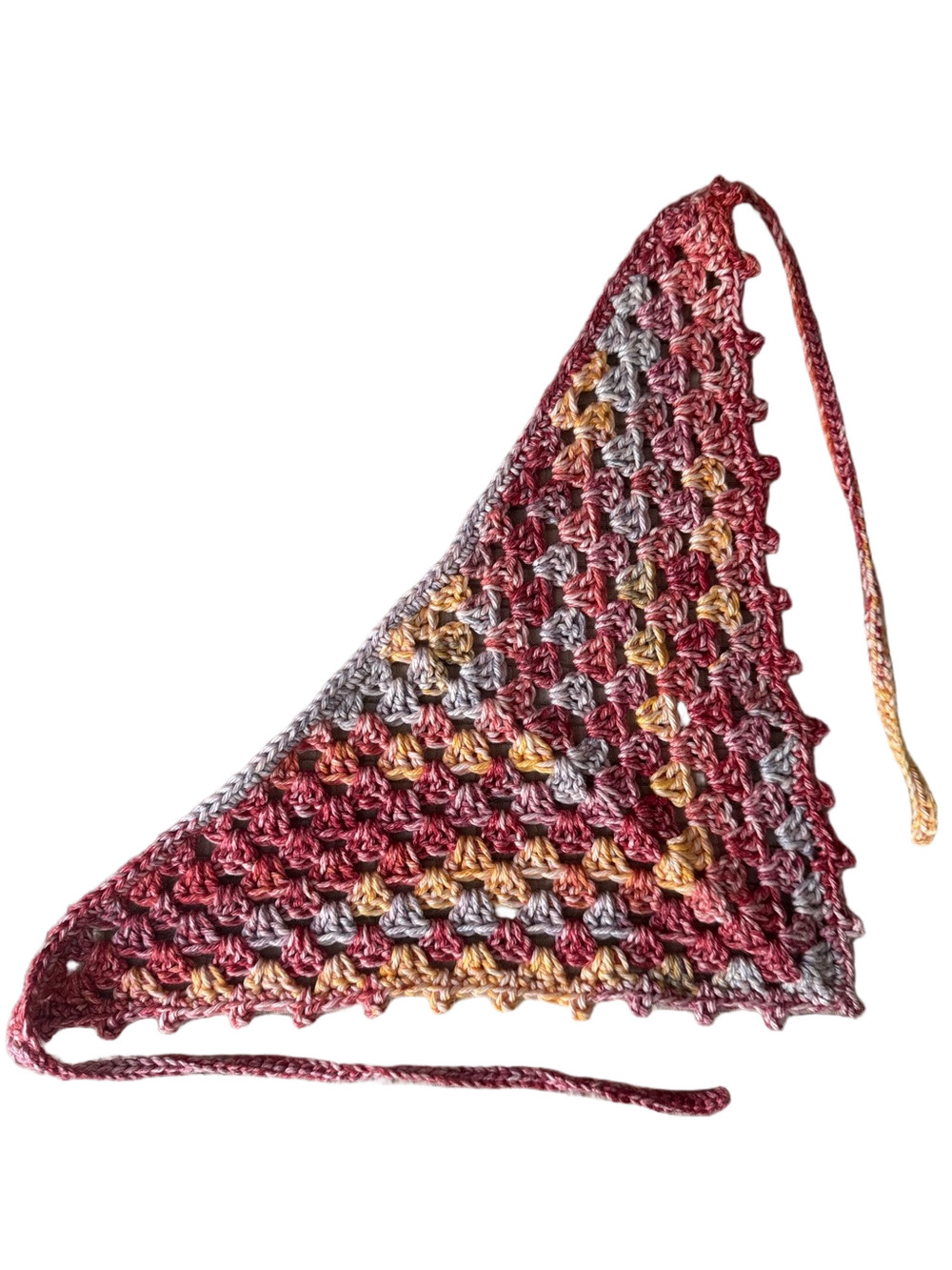 Handmade Crocheted Bandana Hair Scarf Festival Cottage Core BOHO 100% Cotton